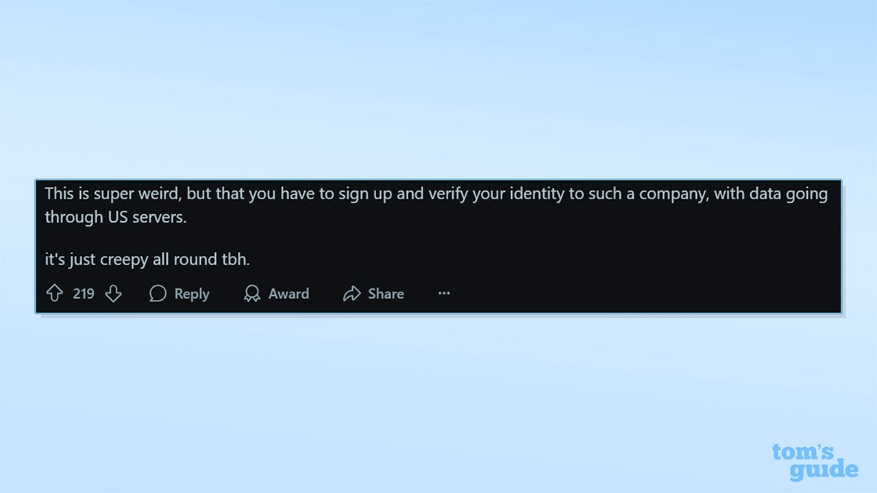 Screenshot of Reddit comment