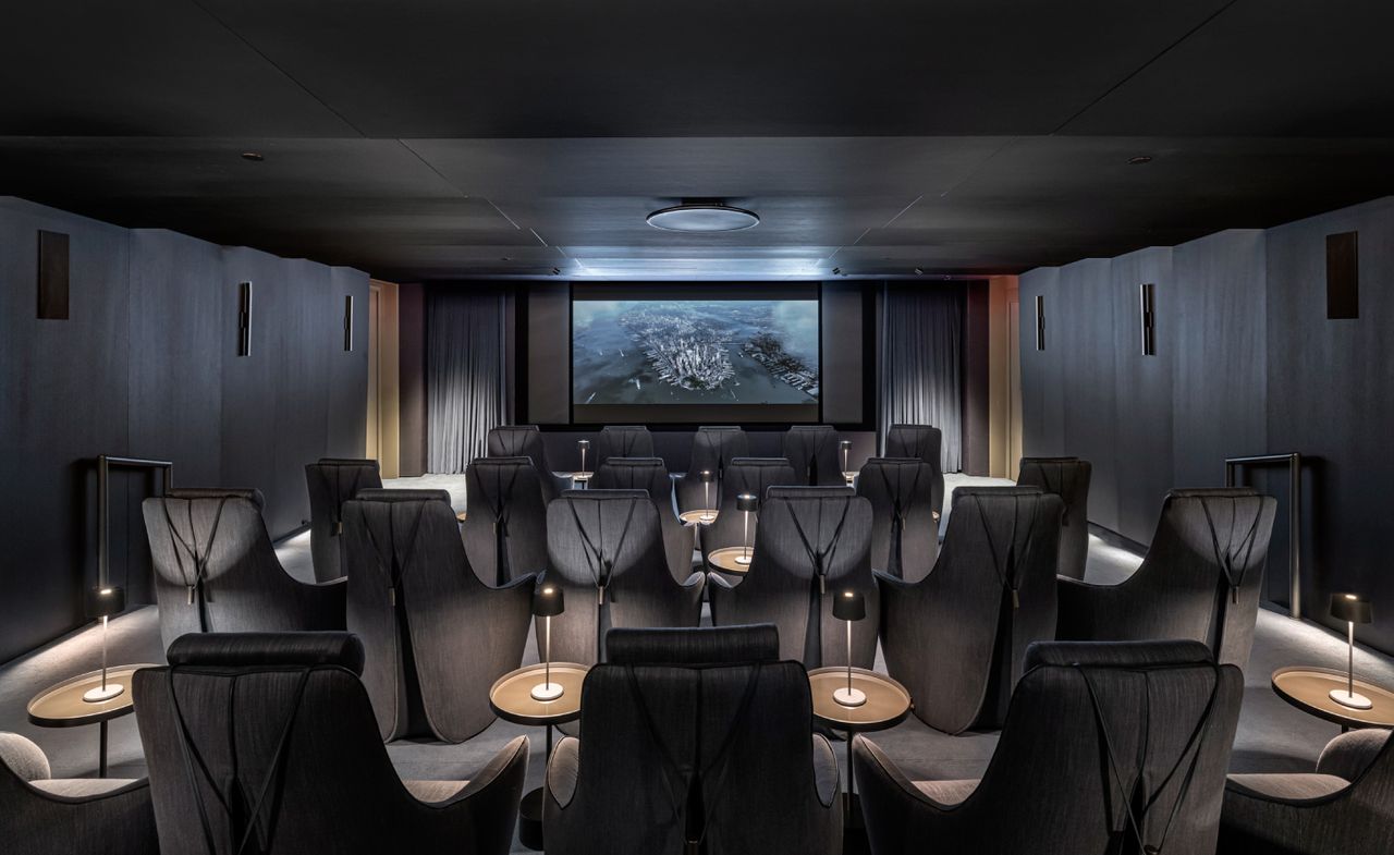 A cinema room in a private members club