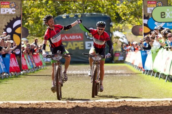 Kevin Evans and David George of Team 360Life win stage 6 of the Cape Epic