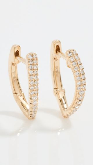 Ef Collection 14k Diamond Pointed Huggie Earrings