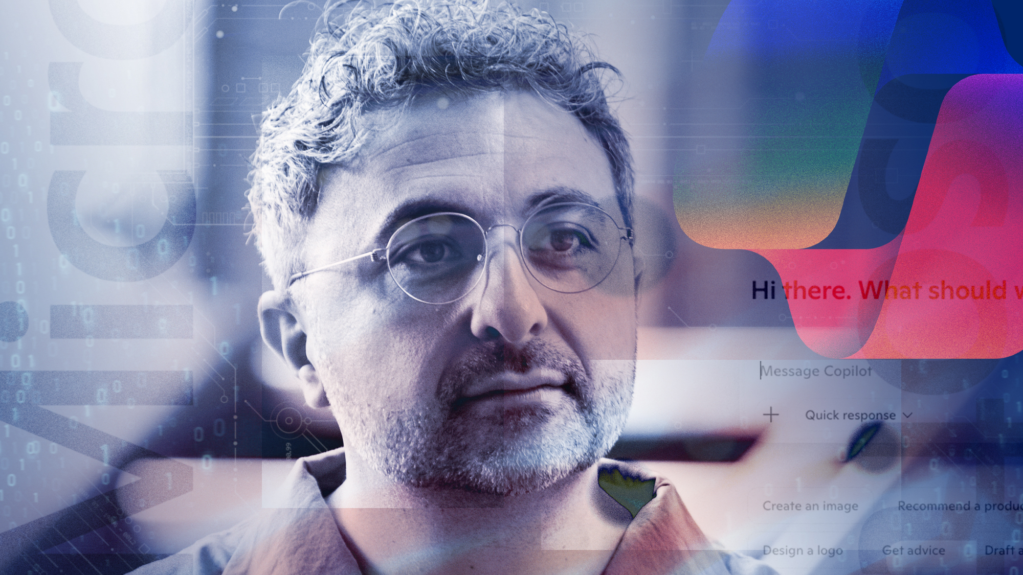 Illustration of Microsoft AI CEO Mustafa Suleyman