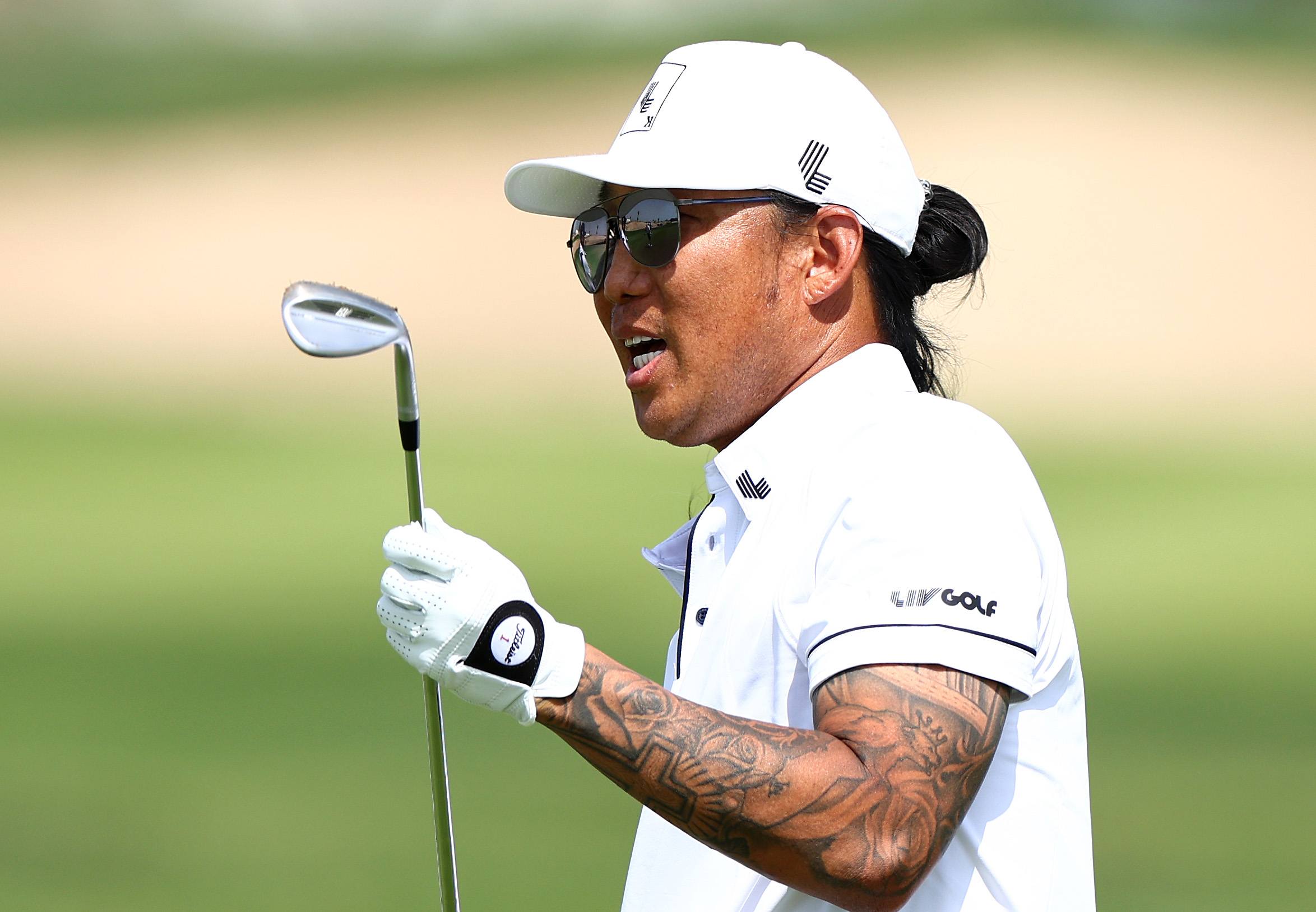 Anthony Kim smiles during his return to LIV Golf