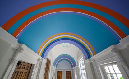 Bridget Riley rainbow-painted ceiling at the British School at Rome