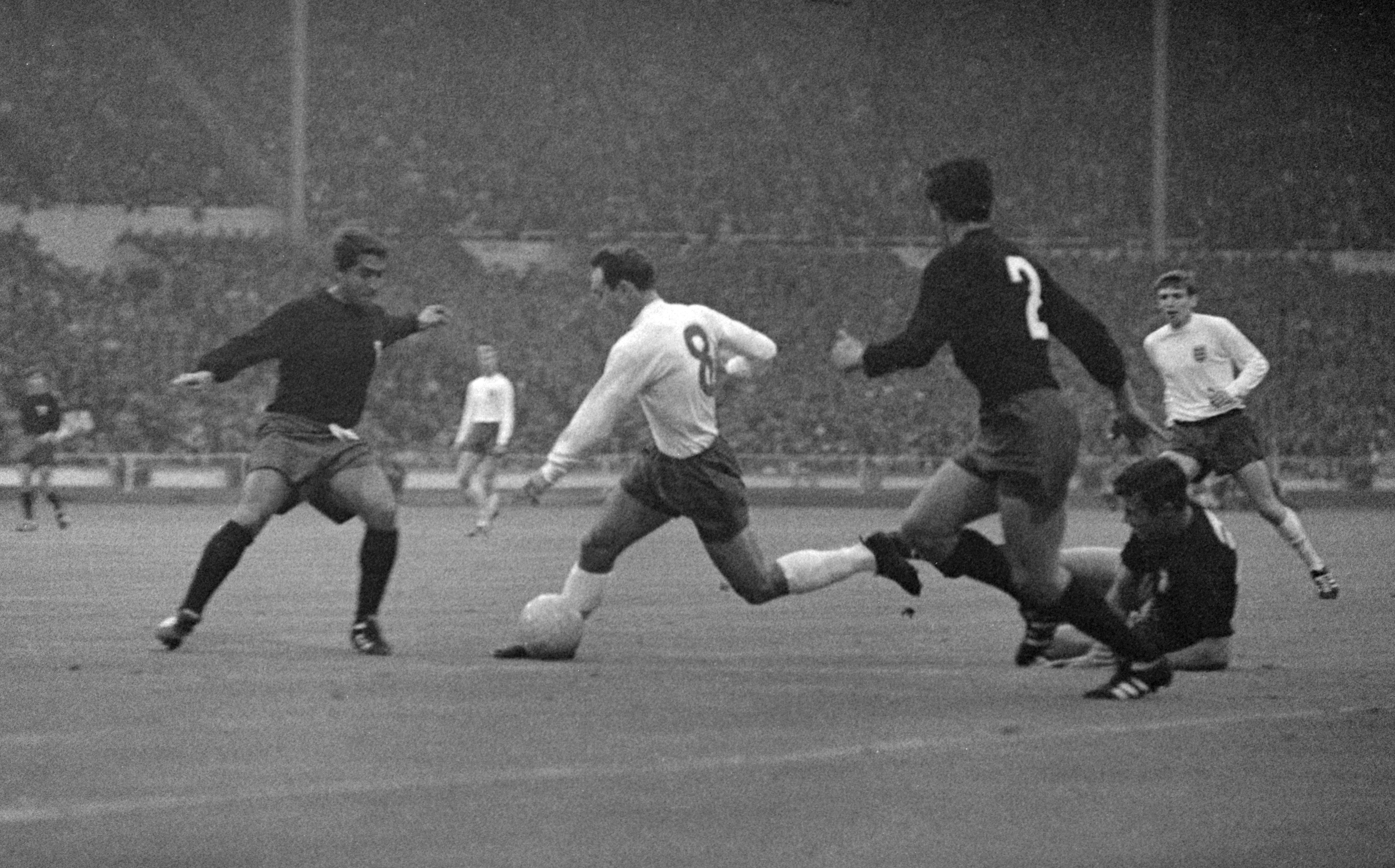 Jimmy Greaves on the ball for England against Mexico at the 1966 World Cup.