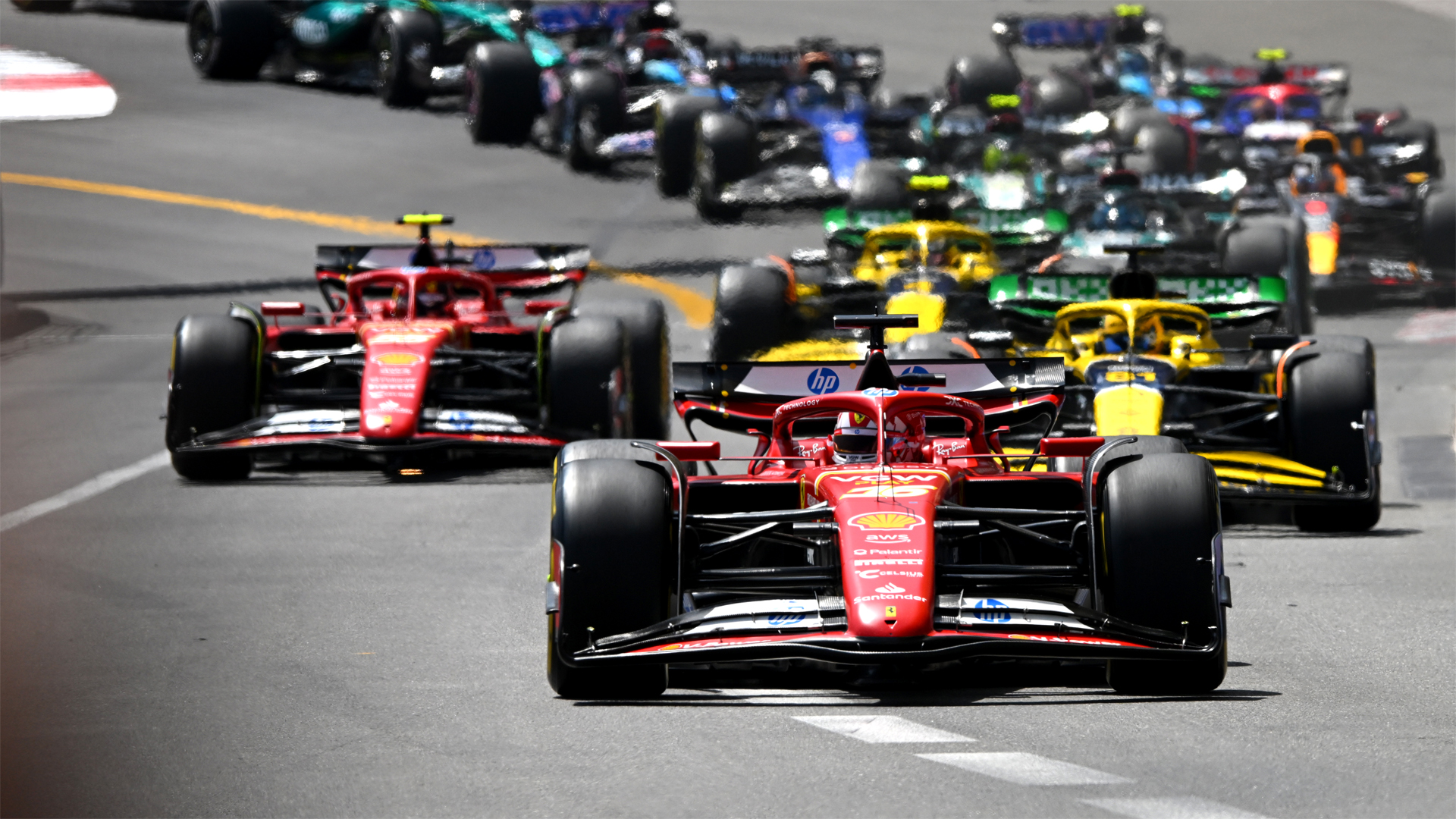 Ferrari’s Charles Leclerc on his way to winning the 2024 Monaco Grand Prix