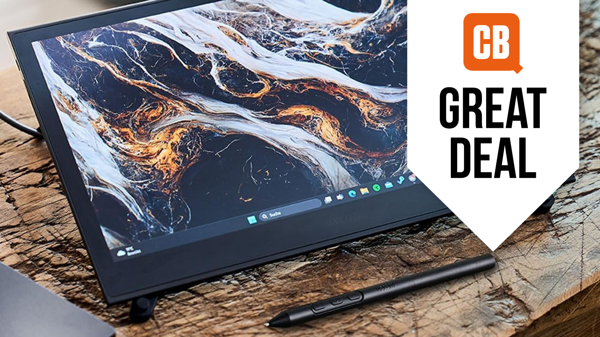 Wacom Movink Prime Day deal; a tablet on a wooden table