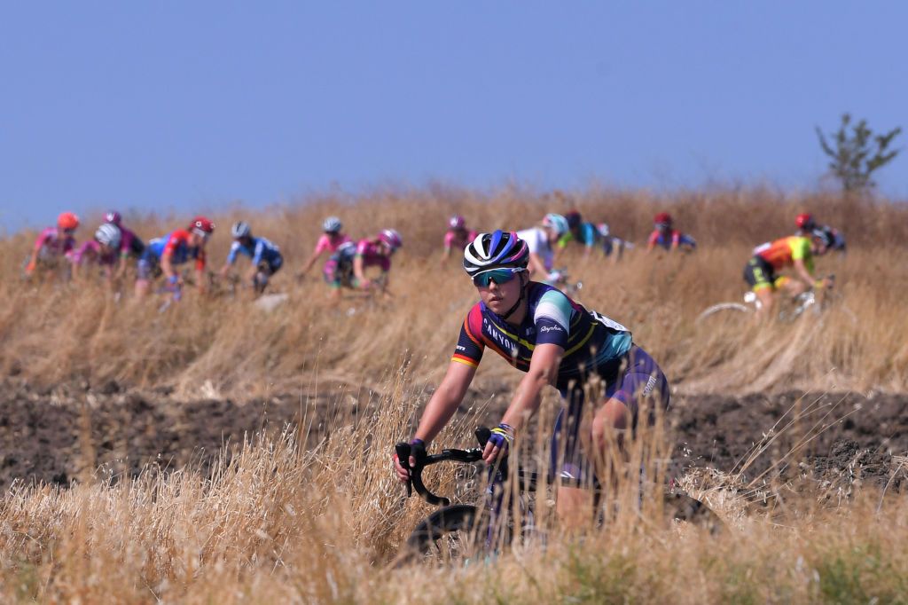 MOTTAMONTECORVINO ITALY SEPTEMBER 19 during the 31st Giro dItalia Internazionale Femminile 2020 Stage 9 a 1099km stage from Motta Montecorvino to Motta Montecorvino 645m GiroRosaIccrea GiroRosa on September 19 2020 in Motta Montecorvino Italy Photo by Luc ClaessenGetty Images