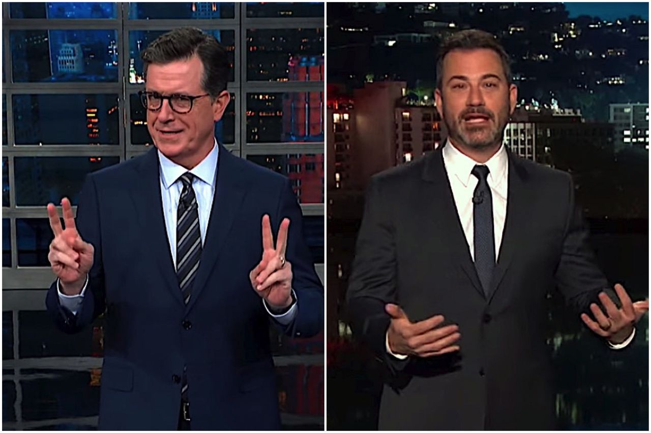 Stephen Colbert and Jimmy Kimmel on Trump hosting the Red &amp;quot;Socks&amp;quot;