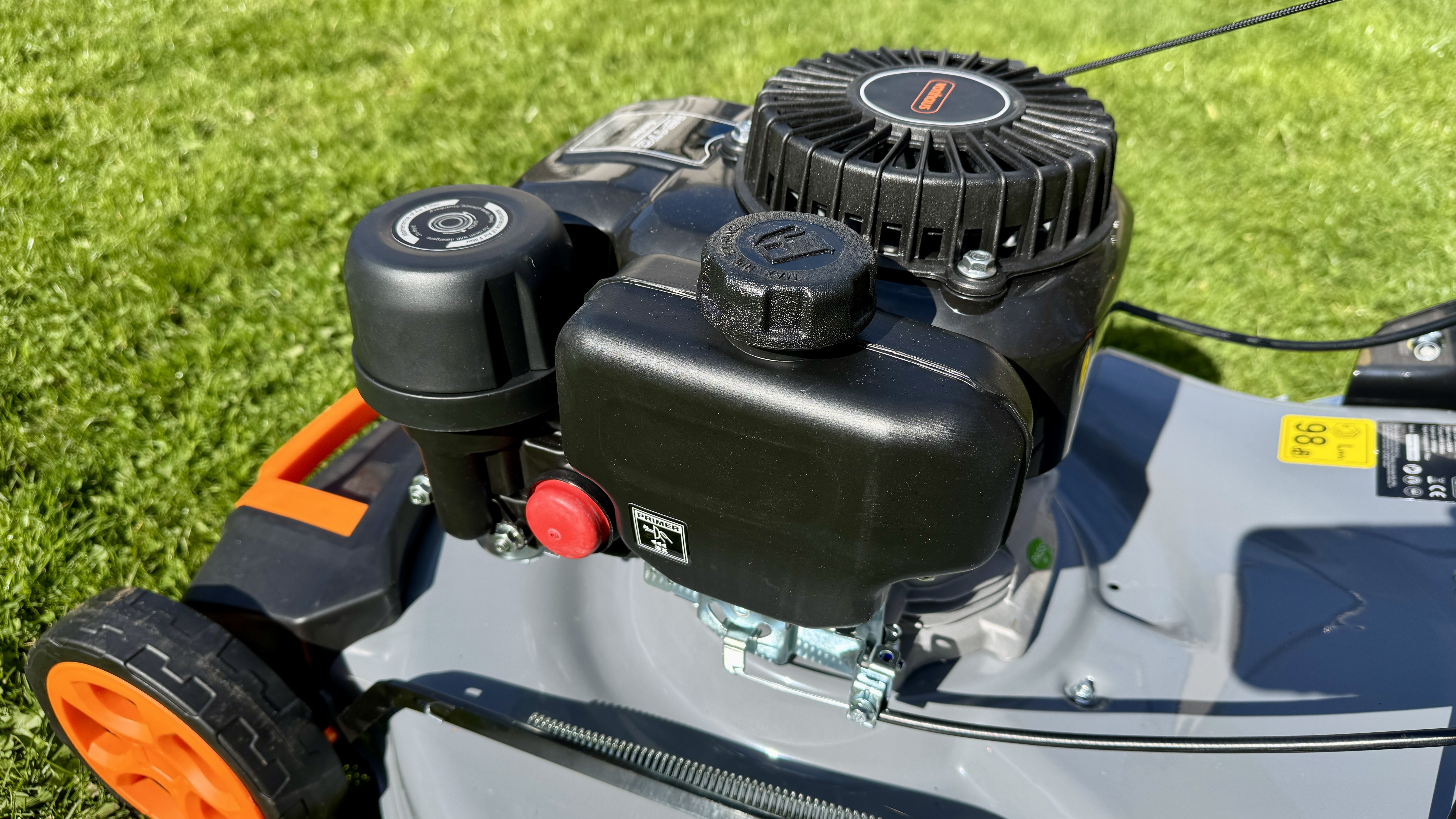 Vonhaus 171cc Petrol Lawn Mower being used on lawn