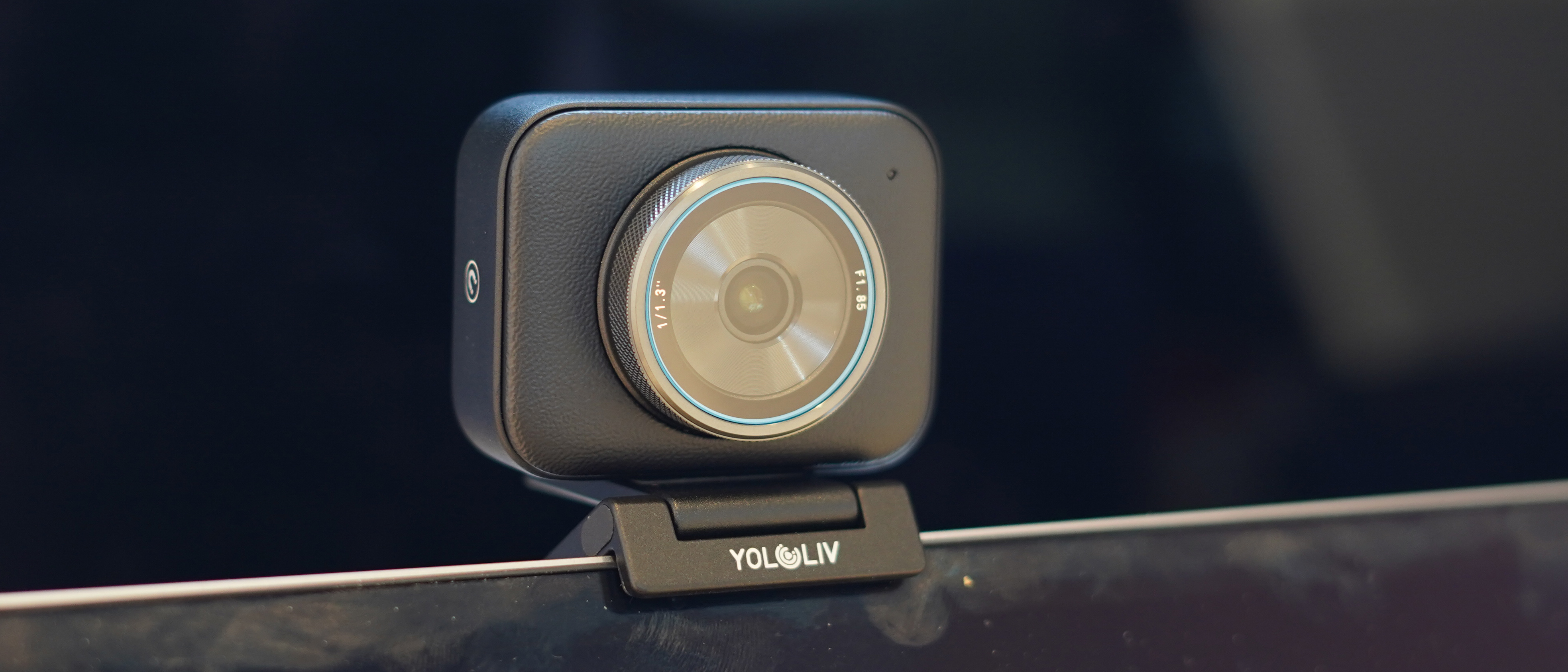 YoloCam S3 on laptop with dark background