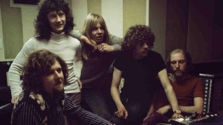 The Strawbs in the control room of a recording studio, London, 25th Match 1971