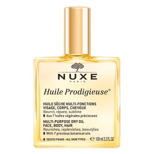 Nuxe Huile Prodigieuse Multi-Purpose Dry Oil With 7 Botanical Oils for Radiant Glow and Hydration for Face, Body & Hair, 3.3 Fl Oz