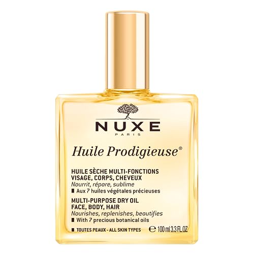 Nuxe Huile Prodigieuse Multi-Purpose Dry Oil With 7 Botanical Oils for Radiant Glow and Hydration for Face, Body &amp;amp; Hair, 3.3 Fl Oz