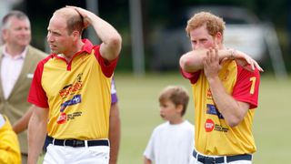Prince Harry and Prince William playing polo