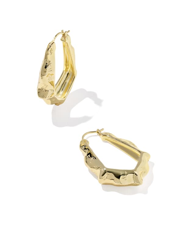 Adriana Scallop Frame Gold Hoop Earrings