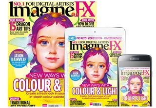 ImagineFX magazine cover in print, on tablet and on a phone screen