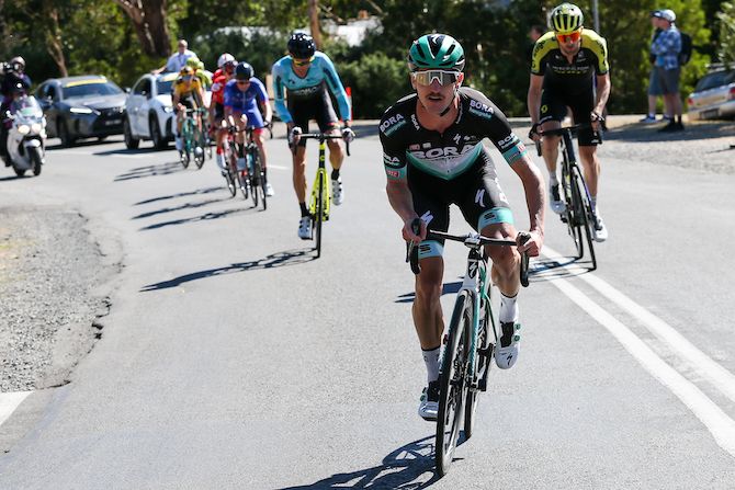 Bora-Hansgrohe&rsquo;s Jay McCarthy on the attack during the elite men&rsquo;s road race