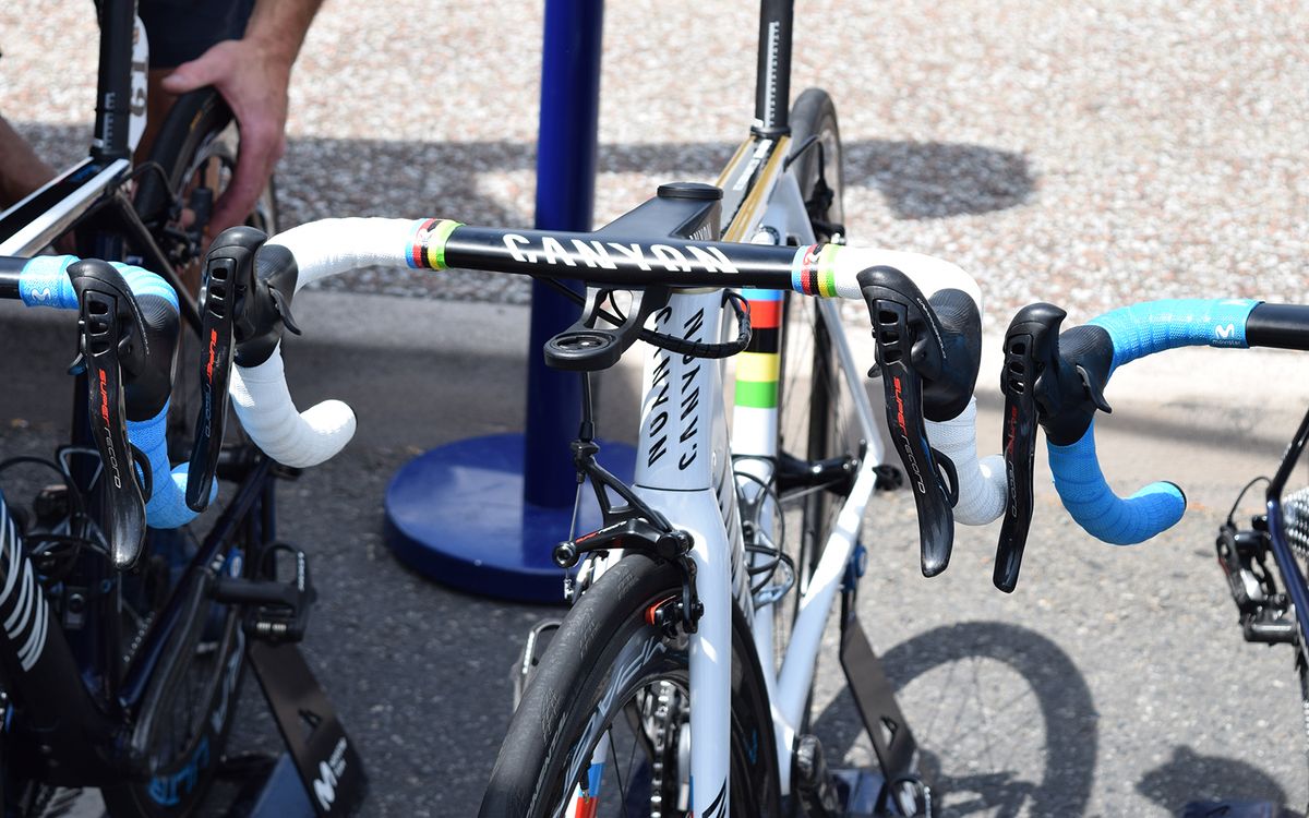 A look at the front end of Alejandro Valverde's bike