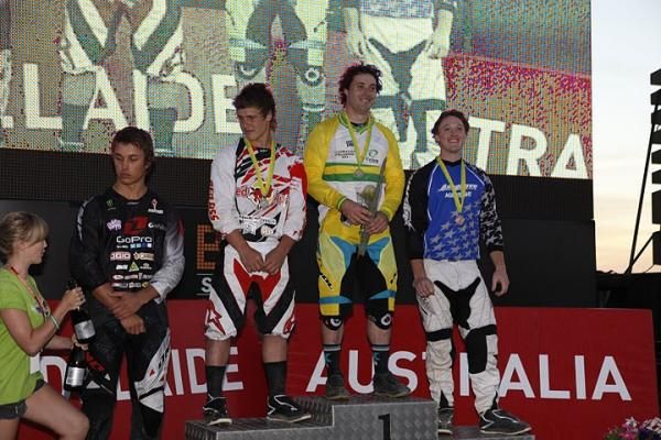 Elite men's four cross podium at the Australian national championships