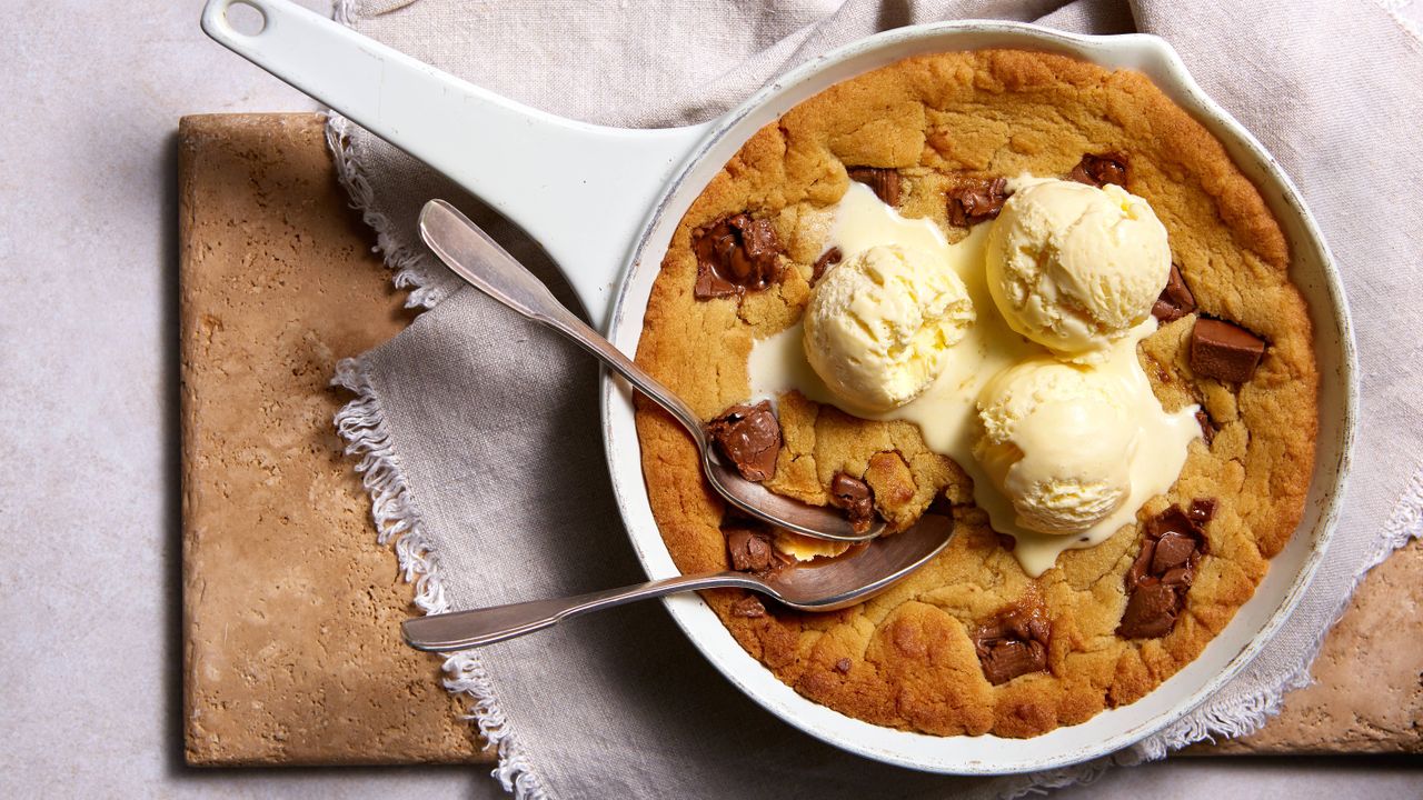 munchies skillet cookies in a skillet pan