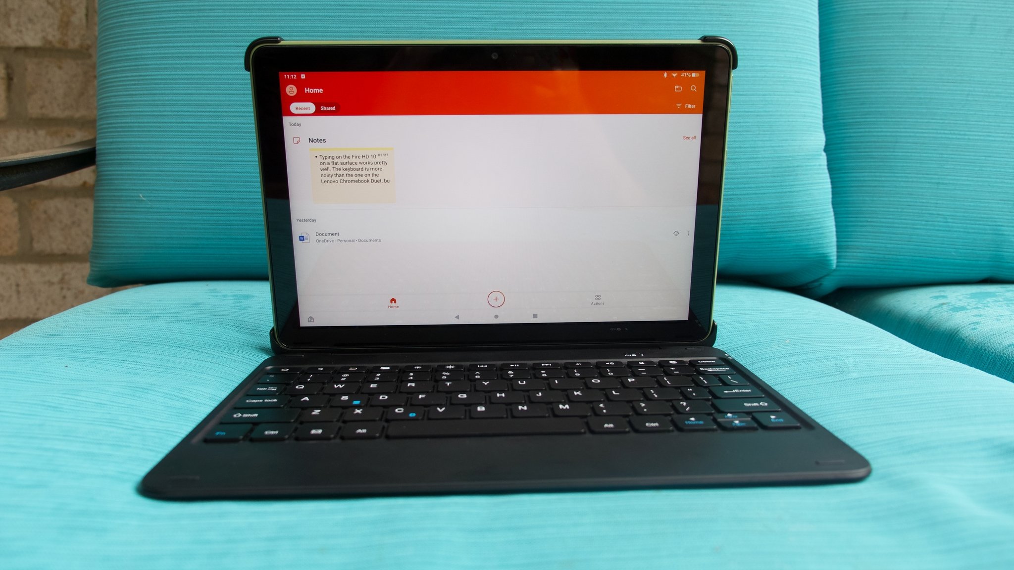 Amazon Fire Hd 10 2021 Productivity with keyboard attached taking notes