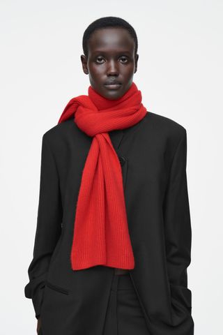 Ribbed Wool and Cashmere Scarf