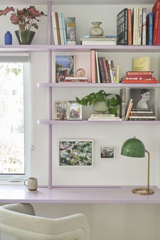 shelving painted in lavender