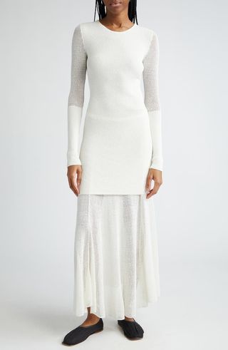 Anita Semisheer Long Sleeve Open Stitch Sweater Dress