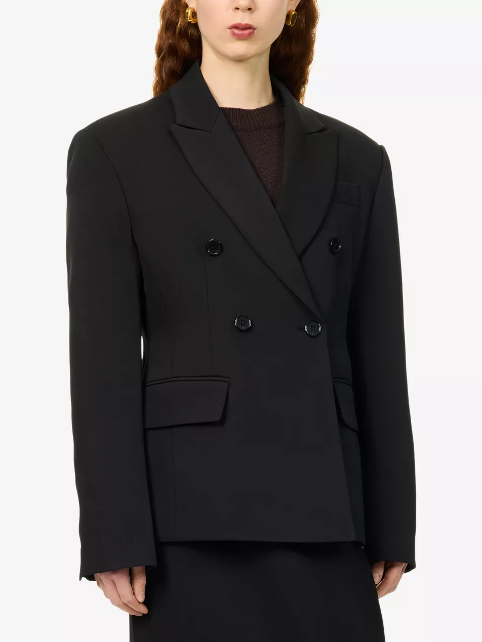 Doyer Double-Breasted Cinched Woven Blazer - Xxs