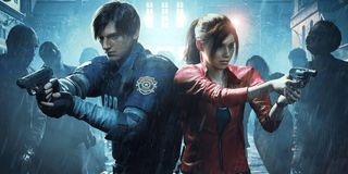 Resident Evil 2 Leon and Claire take aim in the middle of the undead