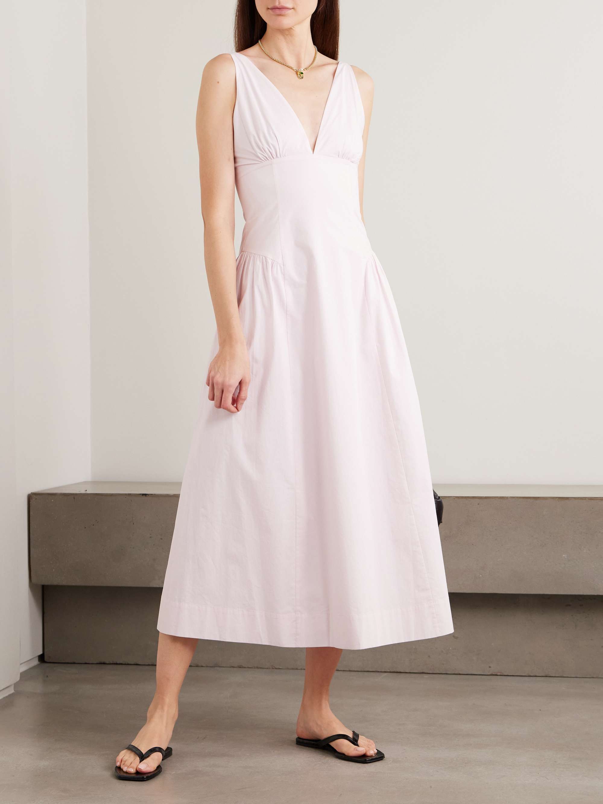 Lindie Ruched Cotton Midi Dress