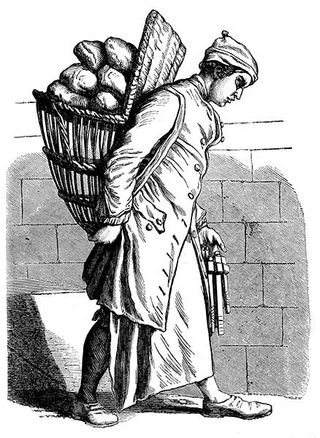 baker with basket of bread