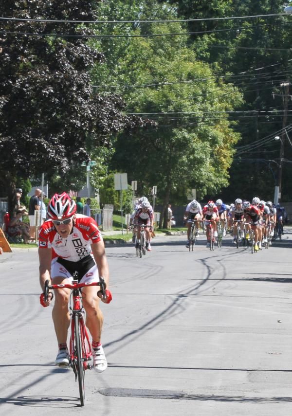 Andy Jacques-Maynes (Bissell) winds up his 10-lap run and is about to be reeled in.