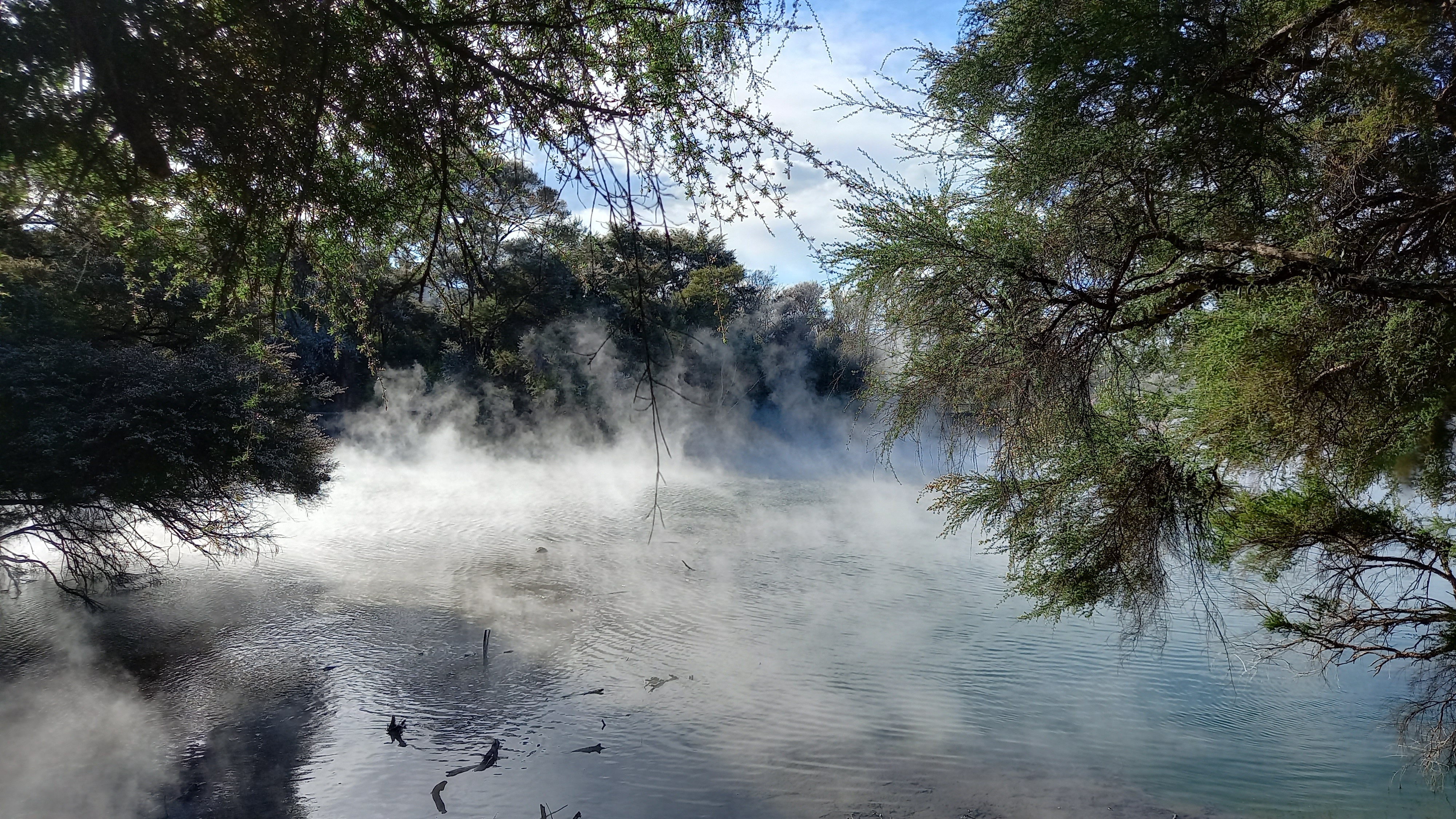 Stream rising from geothermal lake