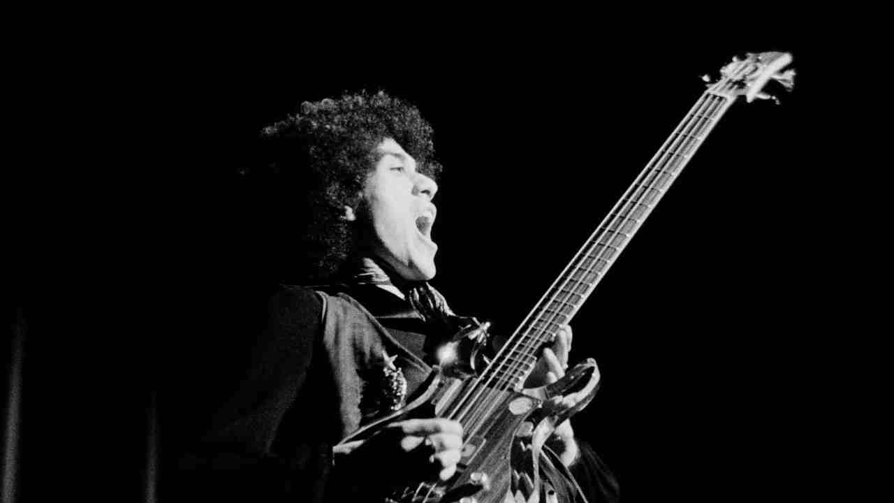 Thin Lizzy&amp;rsquo;s Phil Lynott performing onstage in the 1970s