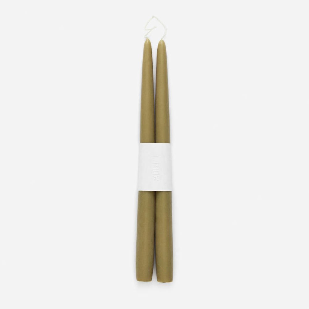 set of two green taper candles