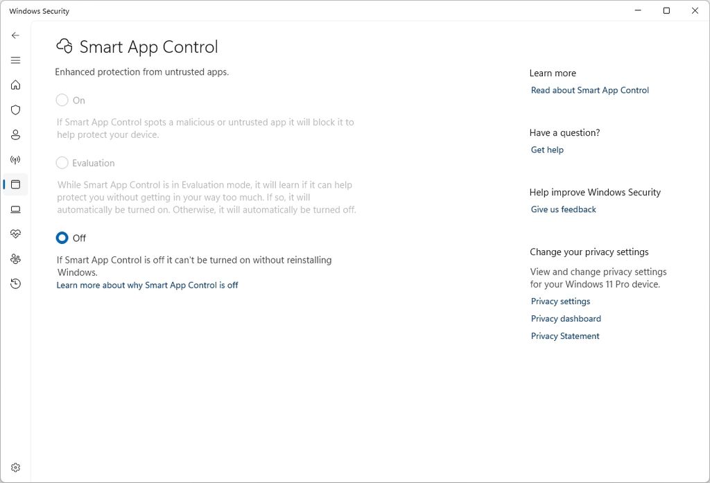 Smart App Control feature