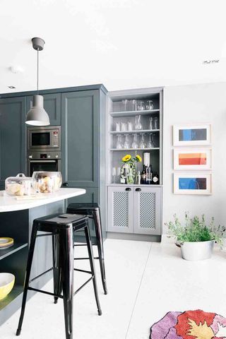 fitted bar dresser in a modern kitchen in an Edwardian home