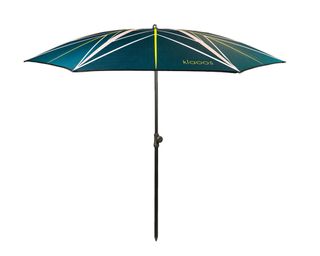 A multicoloured beach umbrella made from eco-friendly materials