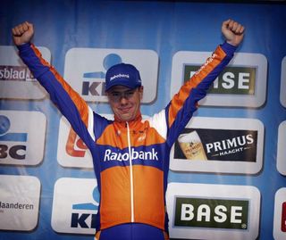 Sebastian Langeveld wins the 2011 Omloop Het Nieuwsblad in the colours of Rabobank