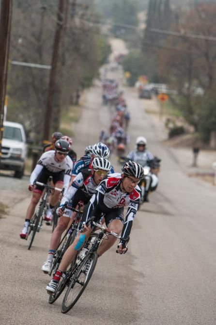 Jeremy Venel (Bissell) leads a long line coming down from the KOM.