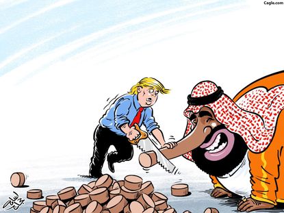 World Trump murder journalist Jamal Khashoggi Saudi Arabia Mohammed bin Salman Pinocchio