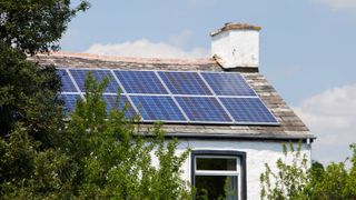 Solar panels on an old home