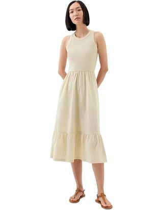 Gap Womens Mixed Media Midi Dress Chino S