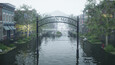 Screenshot from DrainSim game showing water physics in a flooded city