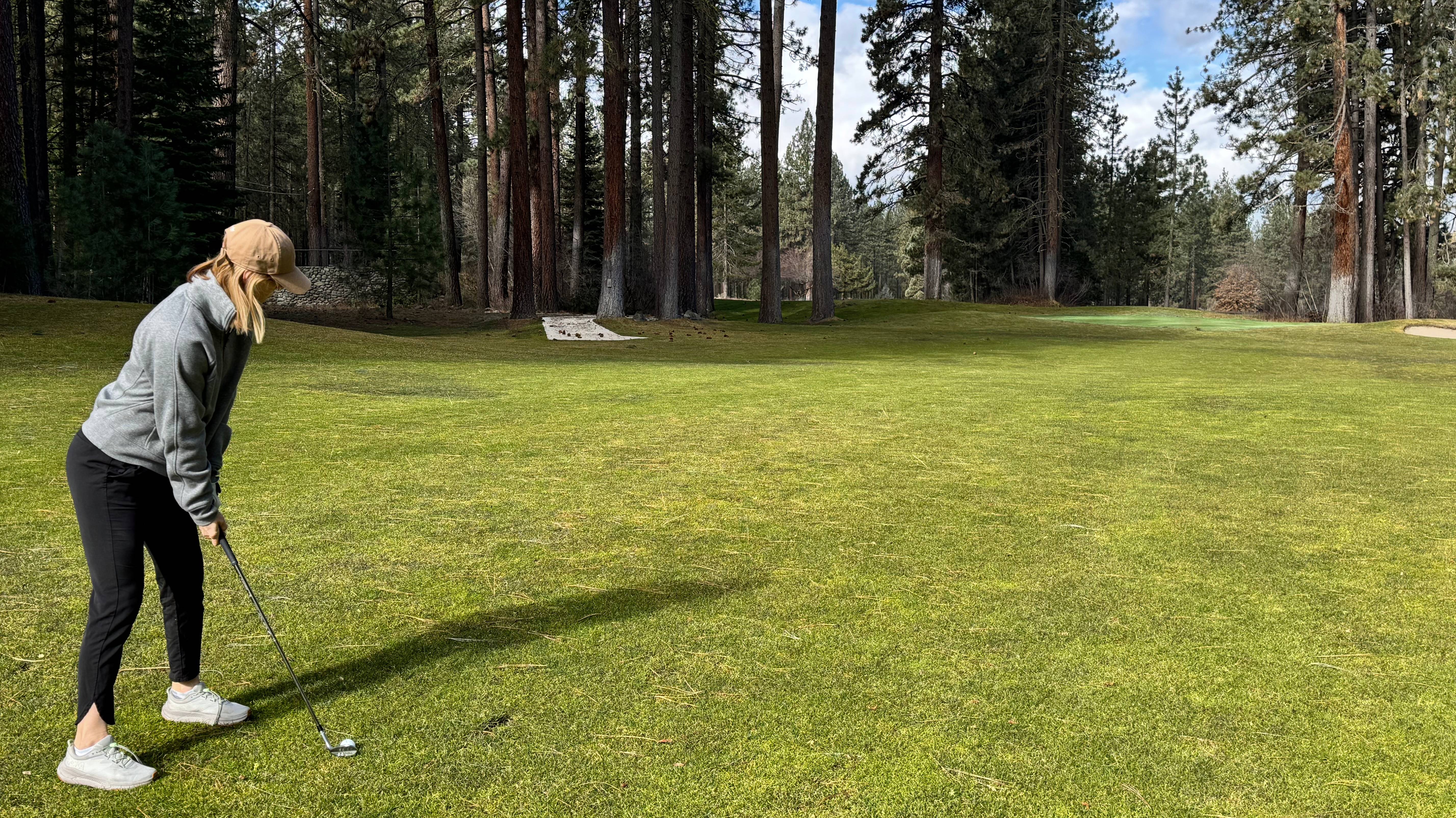 Lauren Katims teeing off further down the fairway