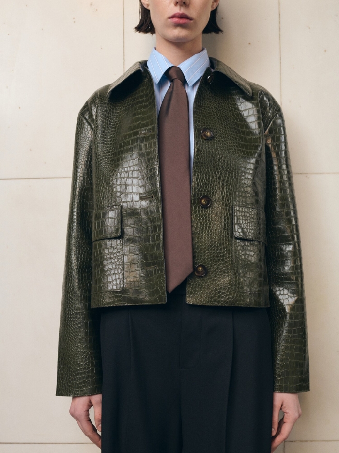 Croc-Effect Faux Leather Jacket - Women | Mango United Kingdom