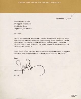 Fake Connery Letter To Jobs