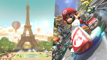 Paris Promenade and Mario in Mario Kart 8 Deluxe