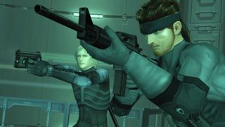 Solid snake and Raiden holding assault rifles in Metal Gear Solid 2